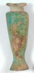 Middle Kingdom blue/green glazed &ldquo;Hes&rdquo; jar UC45756 - Copyright of the Petrie Museum of Egyptian Archaeology, UCL